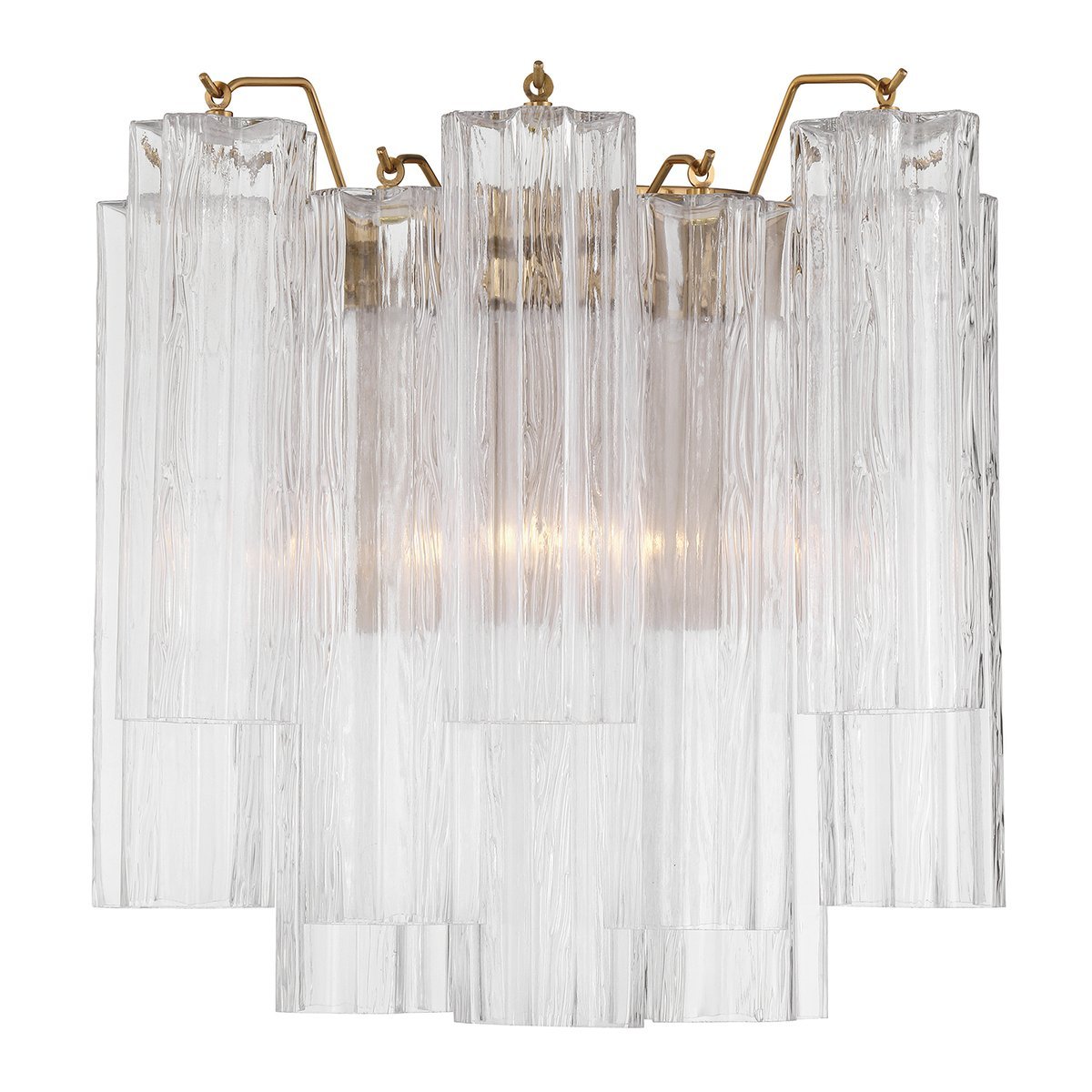 Eloria Glass Wall Sconce — Tiered Fluted Glass, Gold Frame