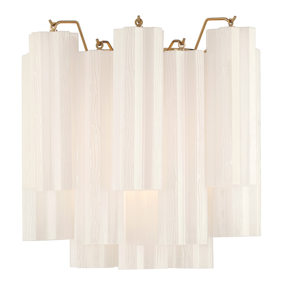Eloria Glass Wall Sconce — Tiered Fluted Glass, Gold Frame