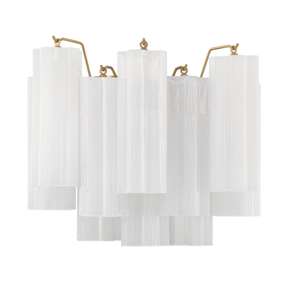 Eloria Glass Wall Sconce — Tiered Fluted Glass, Gold Frame