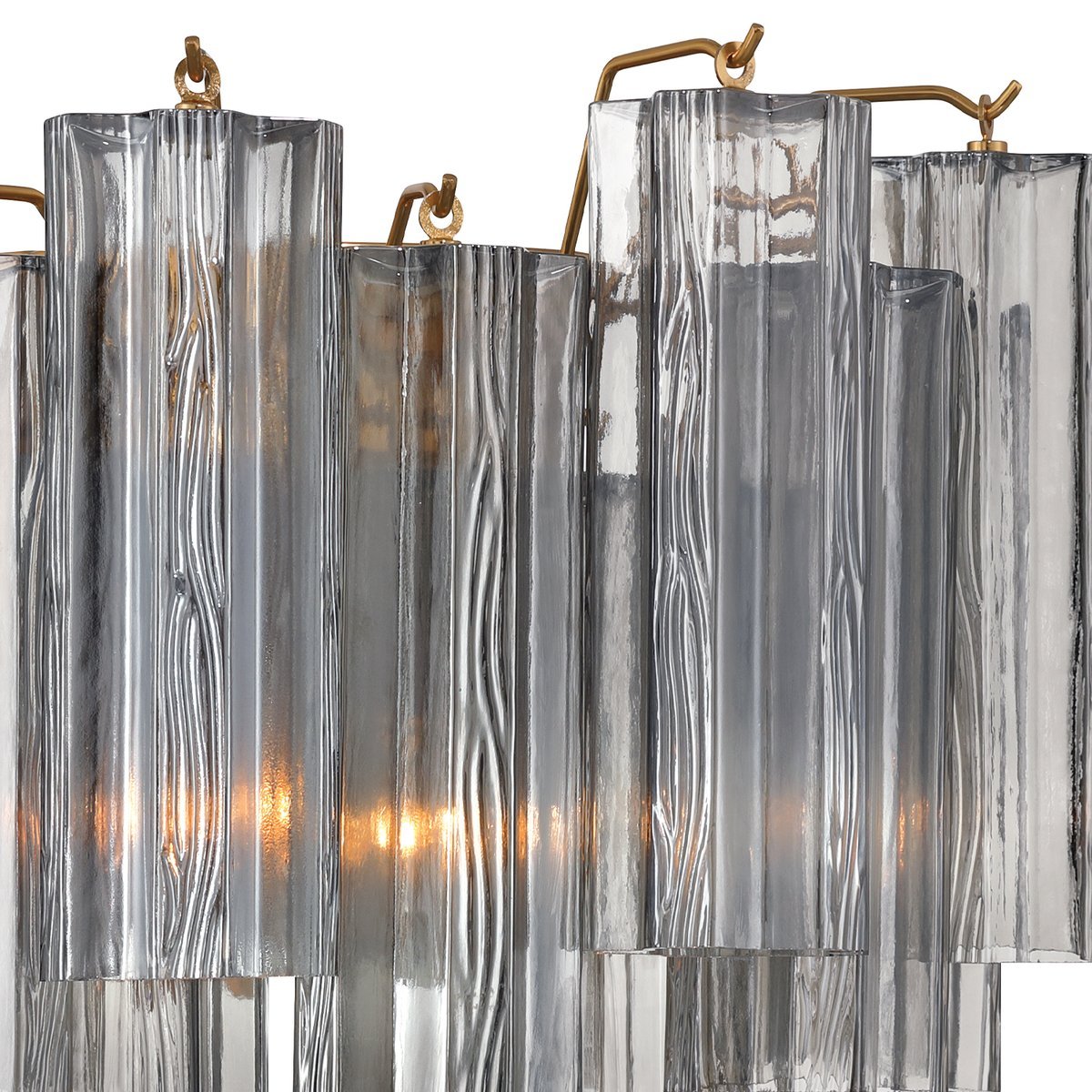 Eloria Glass Wall Sconce — Tiered Fluted Glass, Gold Frame