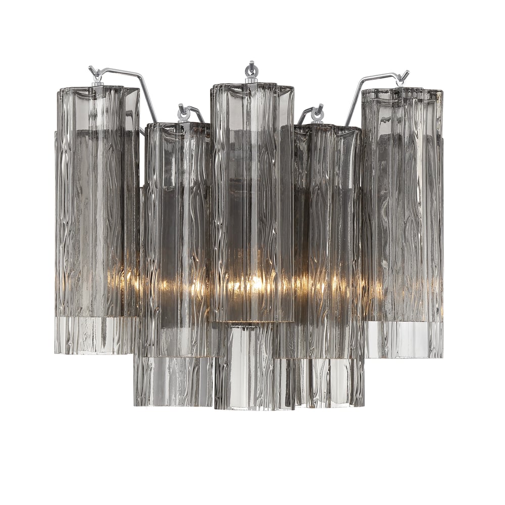 Eloria Glass Wall Sconce — Tiered Fluted Glass, Gold Frame