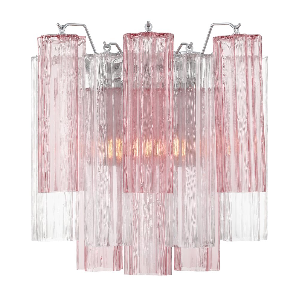 Eloria Glass Wall Sconce — Tiered Fluted Glass, Gold Frame