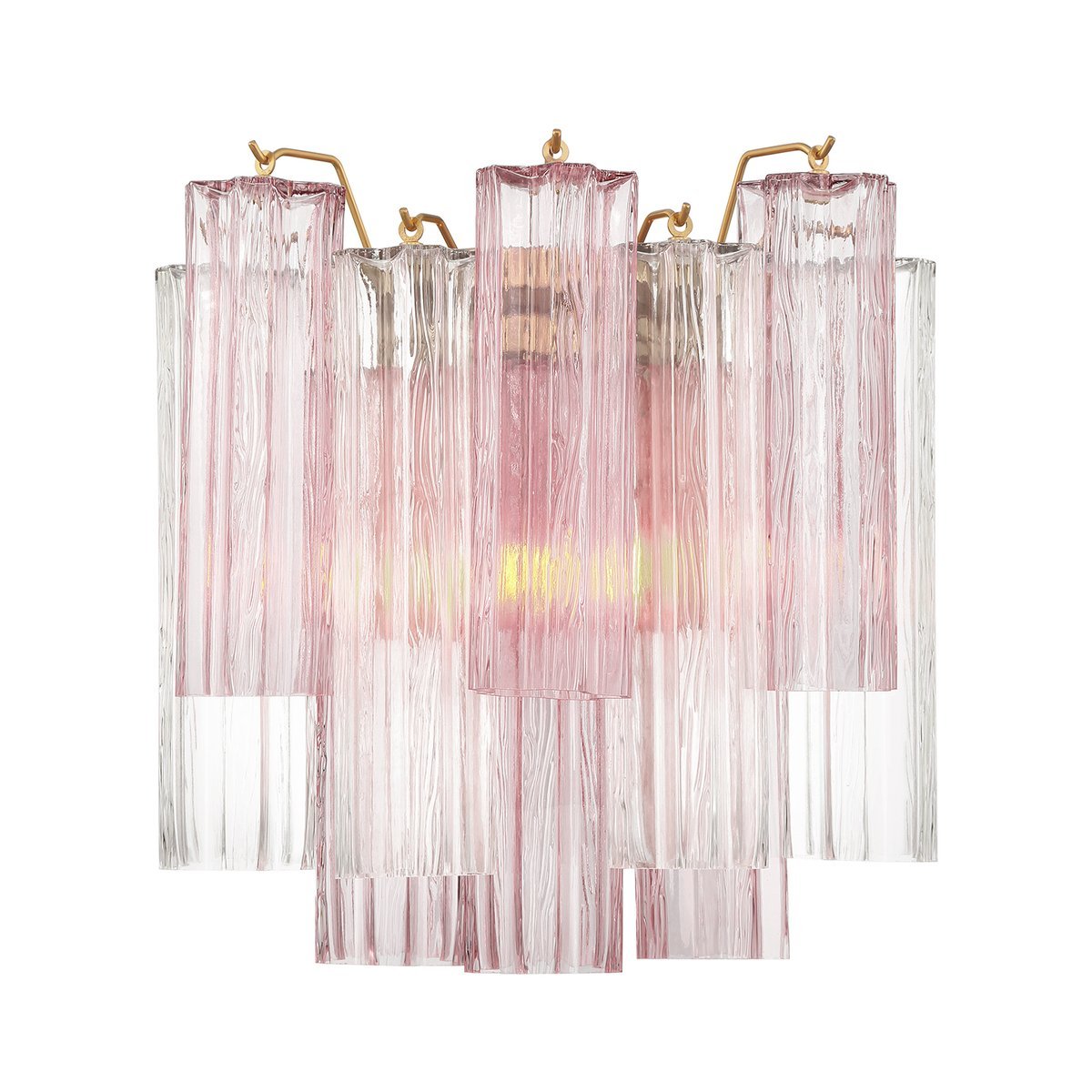 Eloria Glass Wall Sconce — Tiered Fluted Glass, Gold Frame