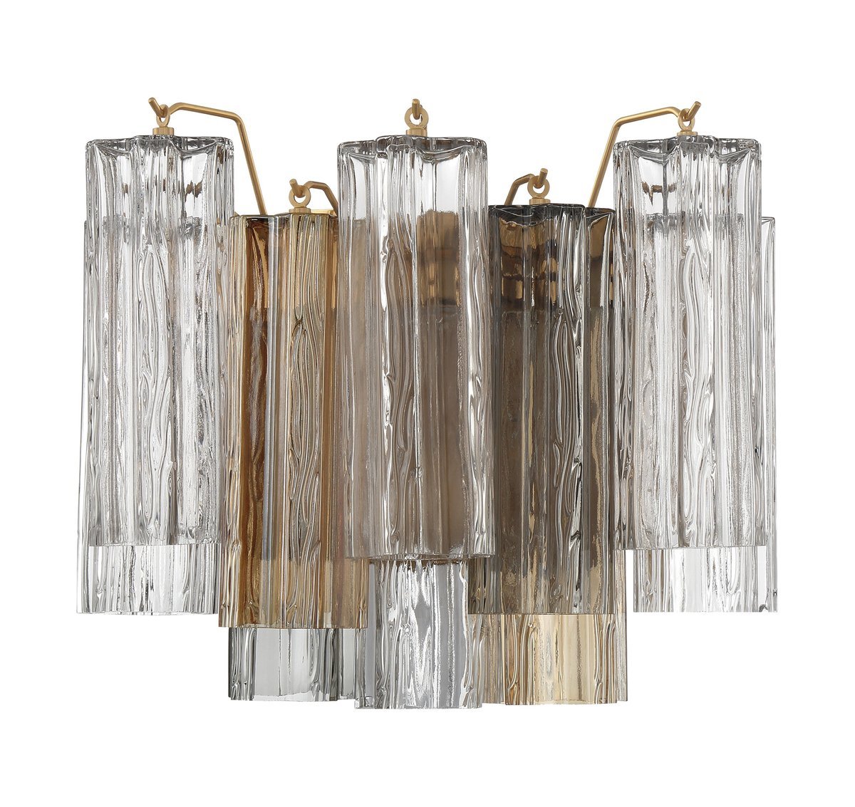Eloria Glass Wall Sconce — Tiered Fluted Glass, Gold Frame