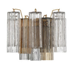 Eloria Glass Wall Sconce — Tiered Fluted Glass, Gold Frame