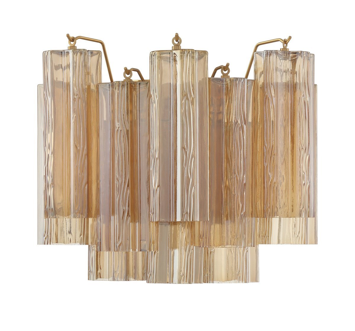 Eloria Glass Wall Sconce — Tiered Fluted Glass, Gold Frame