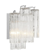 Eloria Glass Wall Sconce — Tiered Fluted Glass, Gold Frame