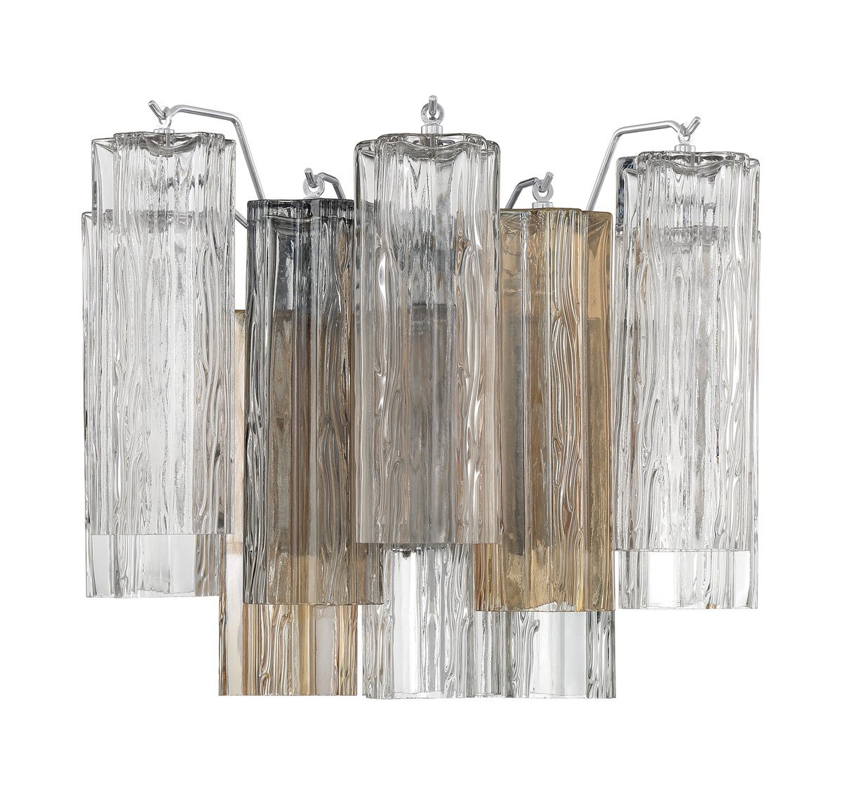 Eloria Glass Wall Sconce — Tiered Fluted Glass, Gold Frame
