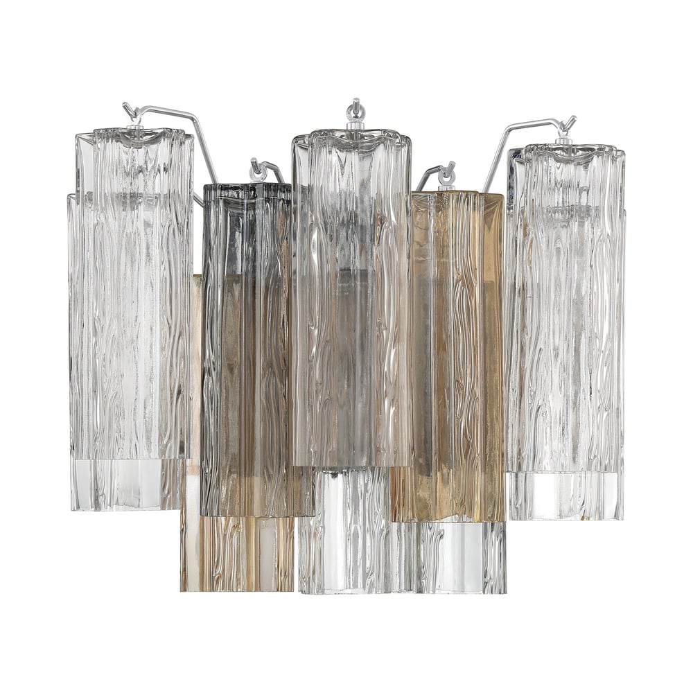 Eloria Glass Wall Sconce — Tiered Fluted Glass, Gold Frame