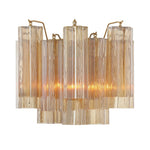Eloria Glass Wall Sconce — Tiered Fluted Glass, Gold Frame