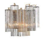 Eloria Glass Wall Sconce — Tiered Fluted Glass, Gold Frame