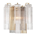 Eloria Glass Wall Sconce — Tiered Fluted Glass, Gold Frame