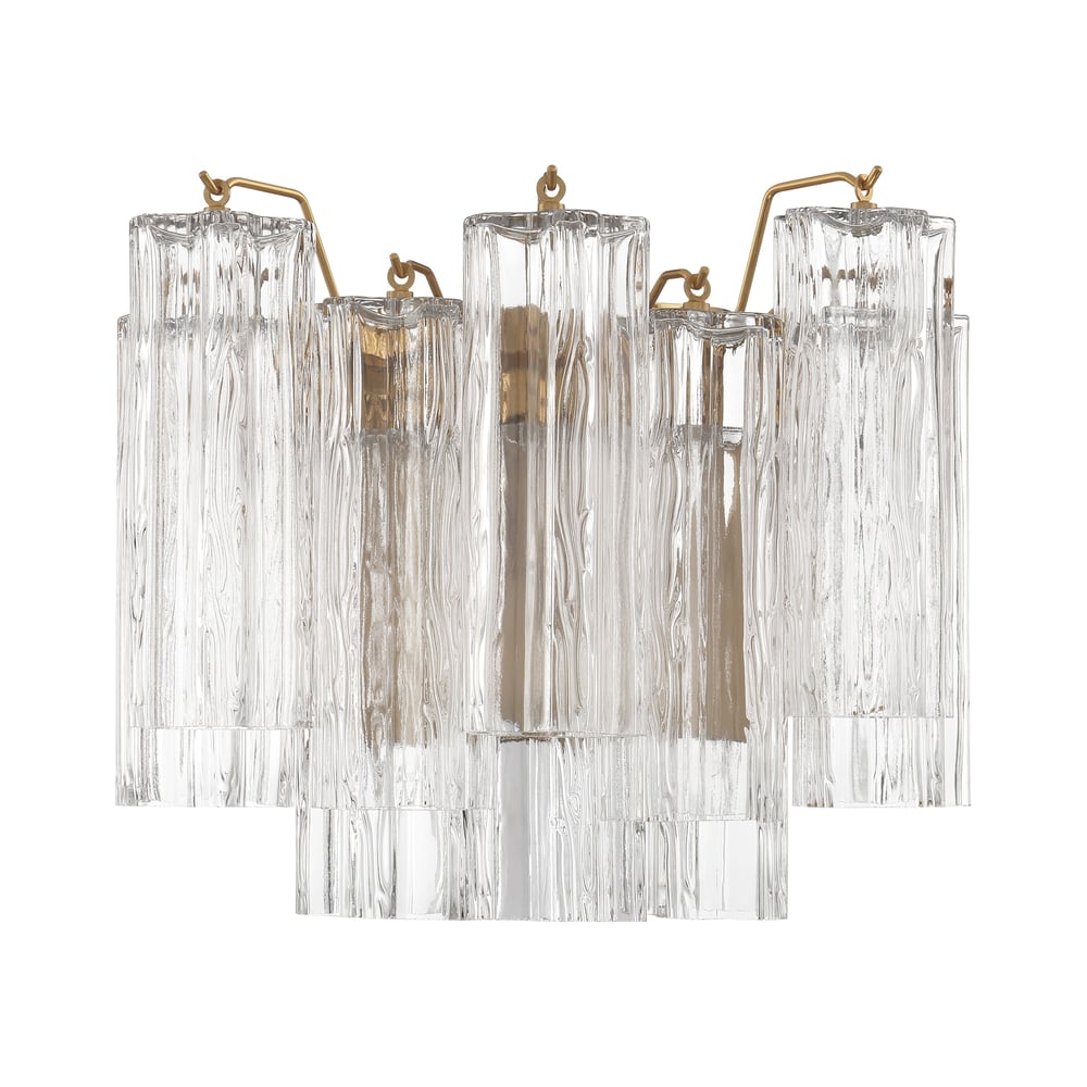 Eloria Glass Wall Sconce — Tiered Fluted Glass, Gold Frame