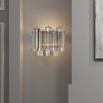 Eloria Glass Wall Sconce — Tiered Fluted Glass, Gold Frame