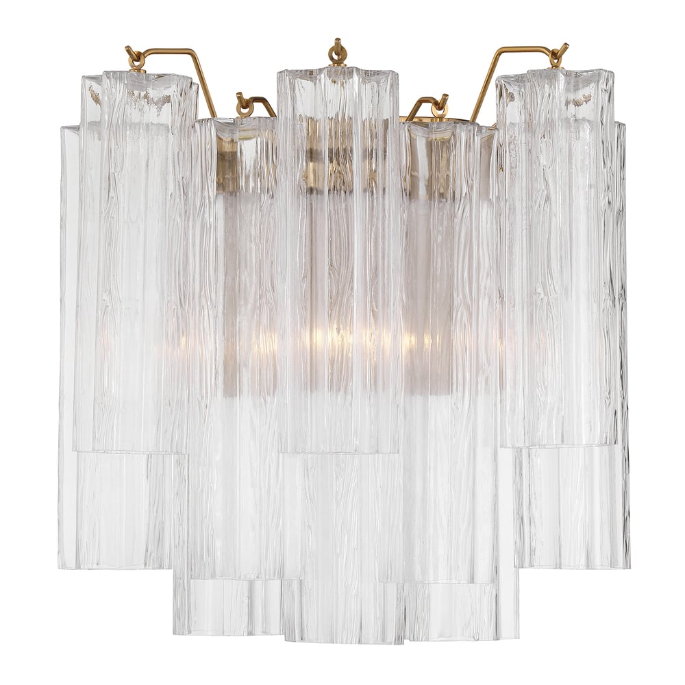Eloria Glass Wall Sconce — Tiered Fluted Glass, Gold Frame