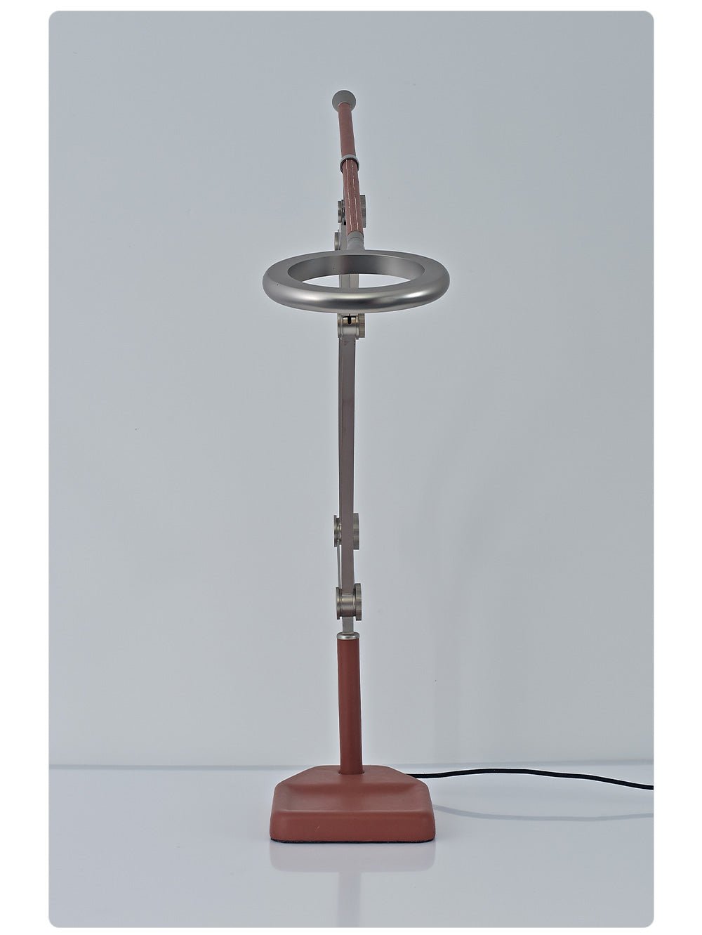 Sculptural Articulated LED Wall Lamp in Nickel with Leather Accent