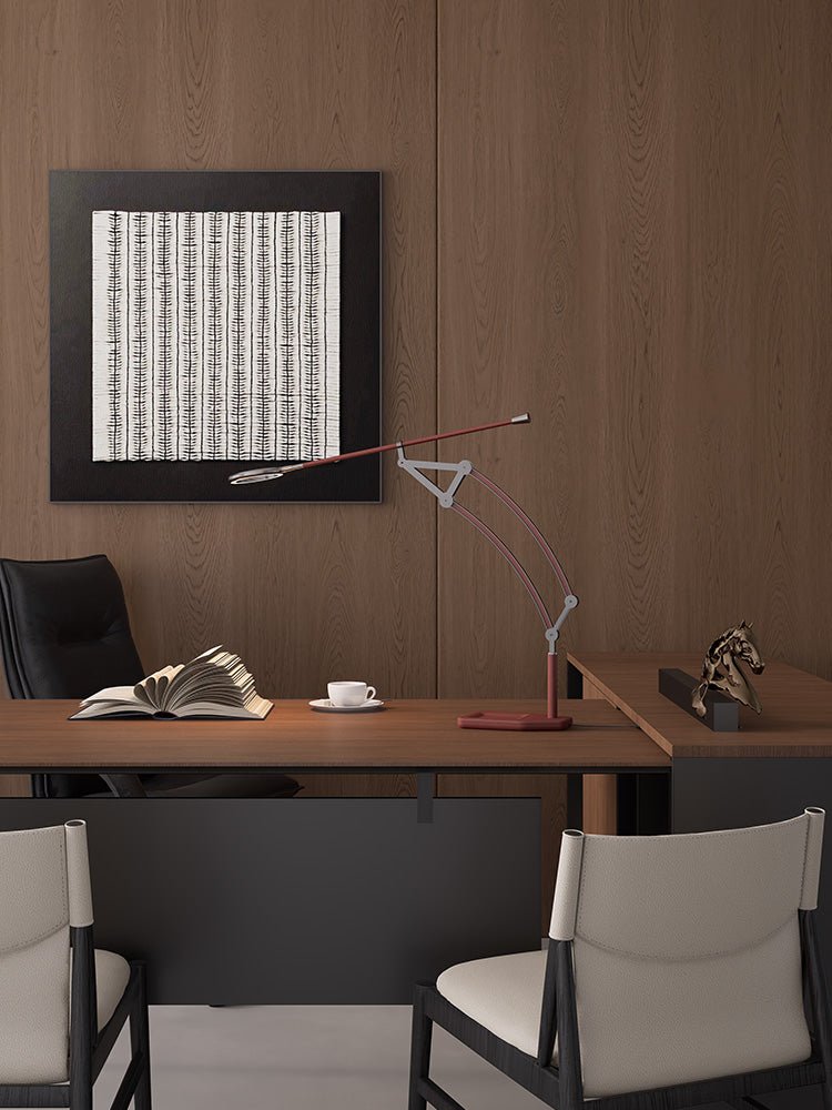 Sculptural Articulated LED Wall Lamp in Nickel with Leather Accent
