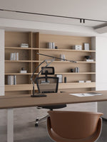 Sculptural Articulated LED Wall Lamp in Nickel with Leather Accent