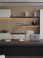 Sculptural Articulated LED Wall Lamp in Nickel with Leather Accent