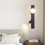 Tecton Pivot Sconce — Modern Stone & Walnut Wall Light