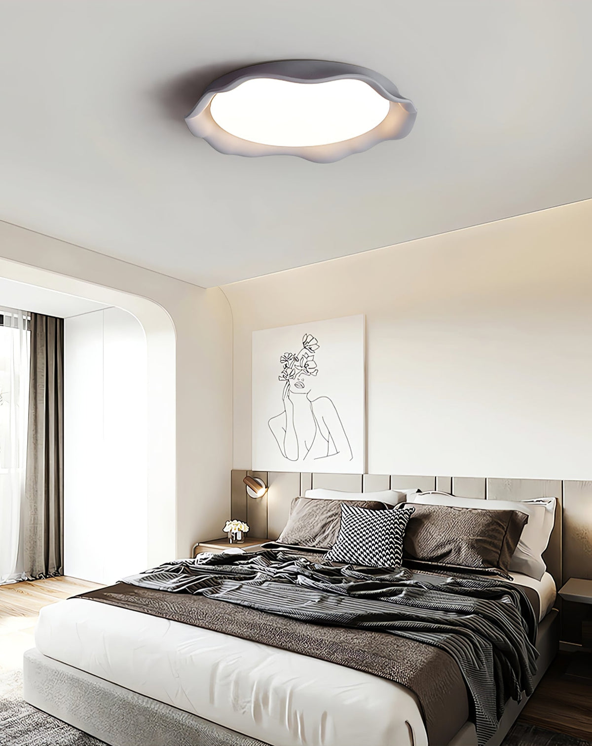 Aera Textured Microcement LED Ceiling Light in Gray, Beige, or White