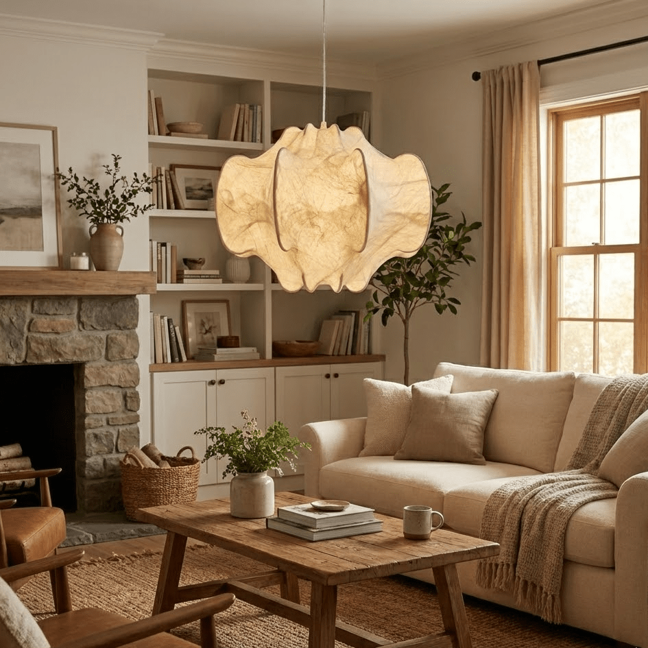 Aerava Cocoon Silk Pendant Light – Handcrafted Mulberry Silk Shade