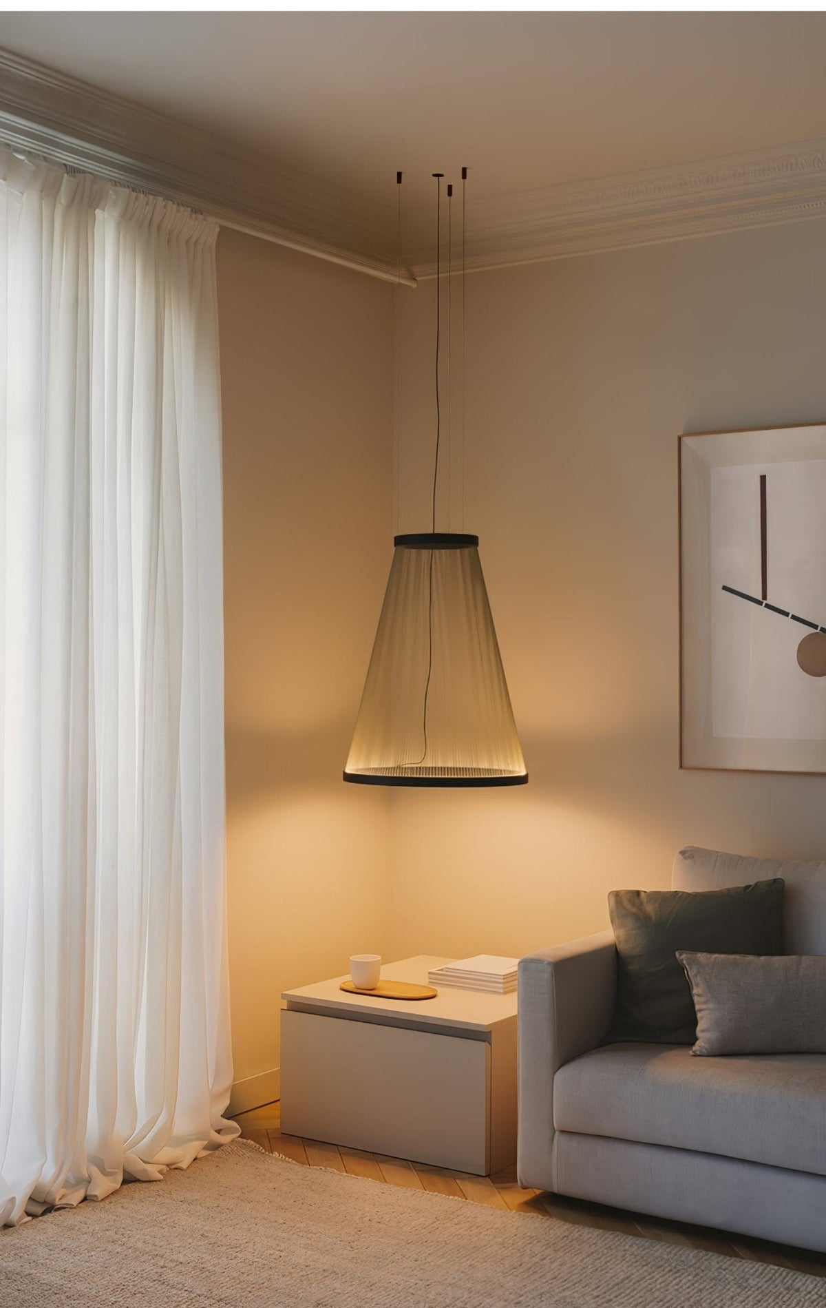 Aeris Mesh Pendant Light – Modern Conical LED Hanging Lamp for Dining & Living Spaces