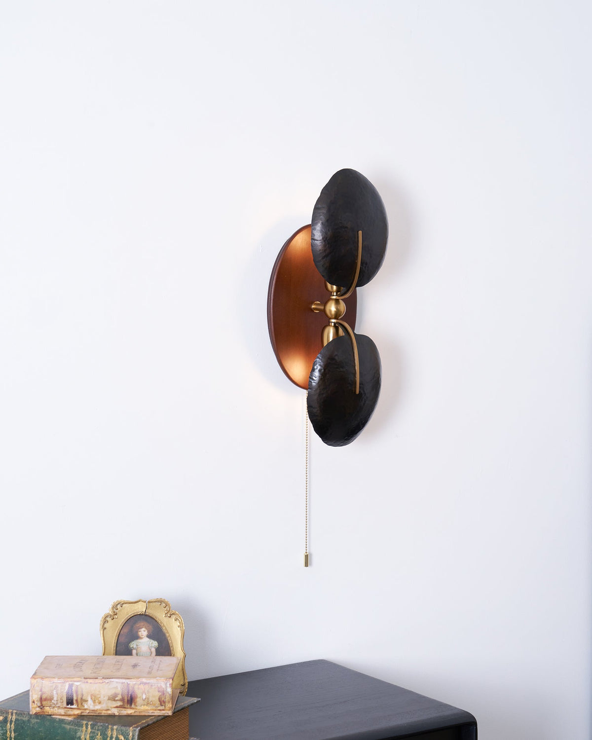 Aero Fan Wall Sconce – Hand-Forged Metal & Walnut Wall Light