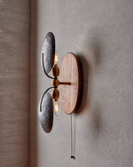 Aero Fan Wall Sconce – Hand-Forged Metal & Walnut Wall Light