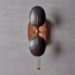 Aero Fan Wall Sconce – Hand-Forged Metal & Walnut Wall Light