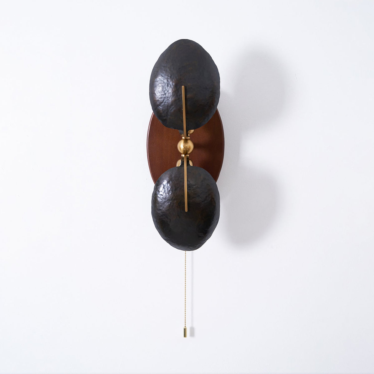 Aero Fan Wall Sconce – Hand-Forged Metal & Walnut Wall Light