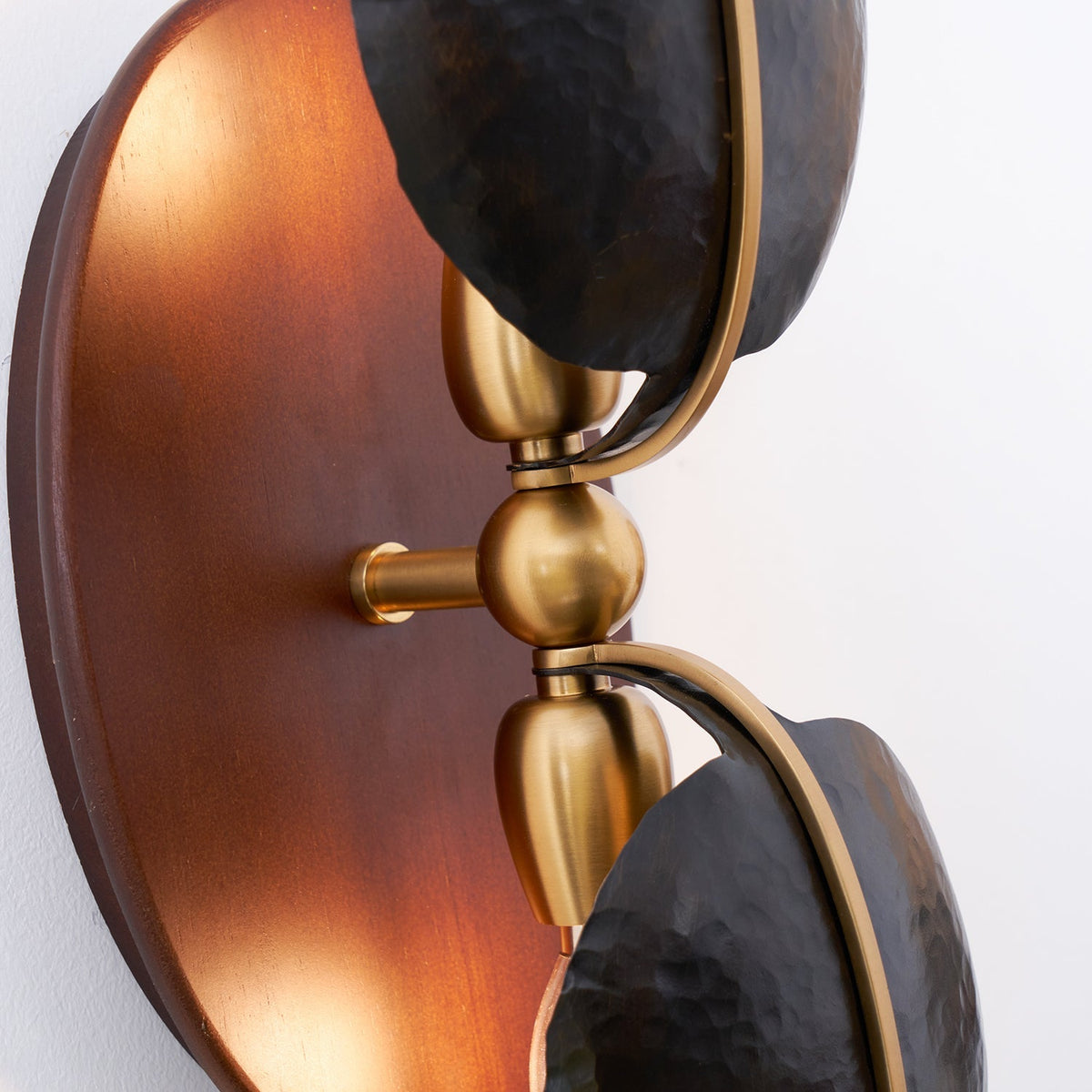 Aero Fan Wall Sconce – Hand-Forged Metal & Walnut Wall Light