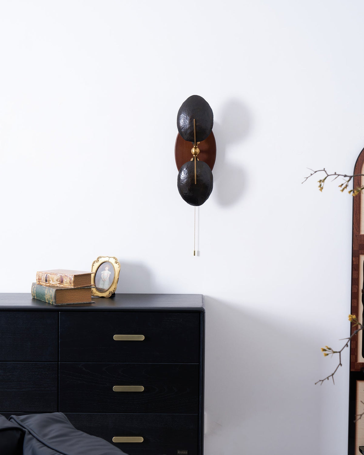 Aero Fan Wall Sconce – Hand-Forged Metal & Walnut Wall Light