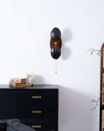 Aero Fan Wall Sconce – Hand-Forged Metal & Walnut Wall Light