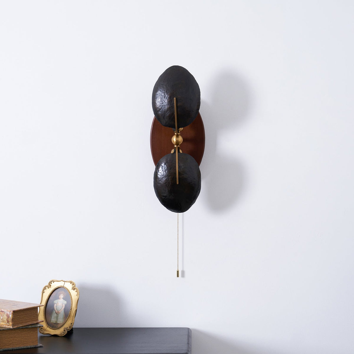 Aero Fan Wall Sconce – Hand-Forged Metal & Walnut Wall Light