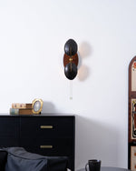 Aero Fan Wall Sconce – Hand-Forged Metal & Walnut Wall Light