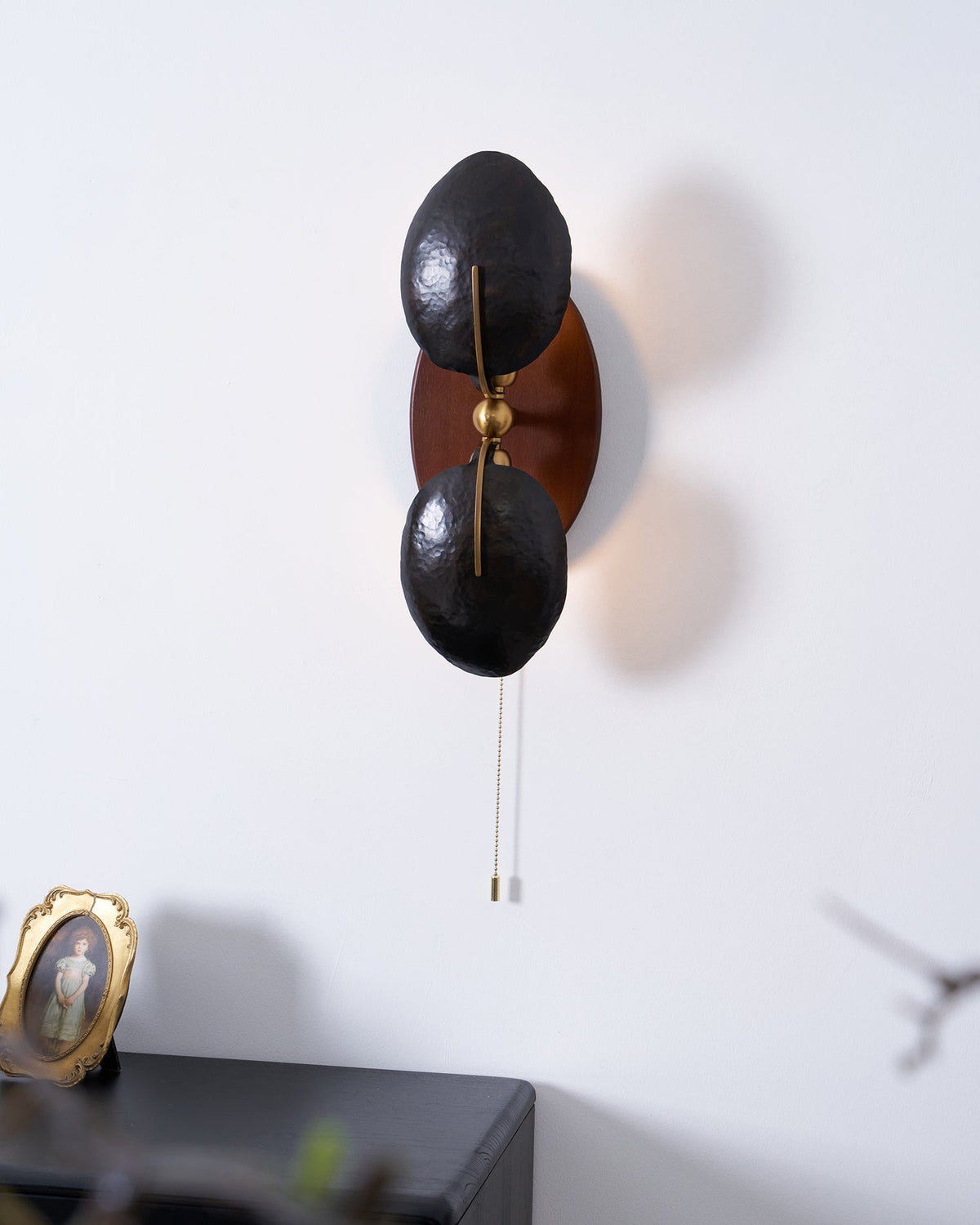 Aero Fan Wall Sconce – Hand-Forged Metal & Walnut Wall Light