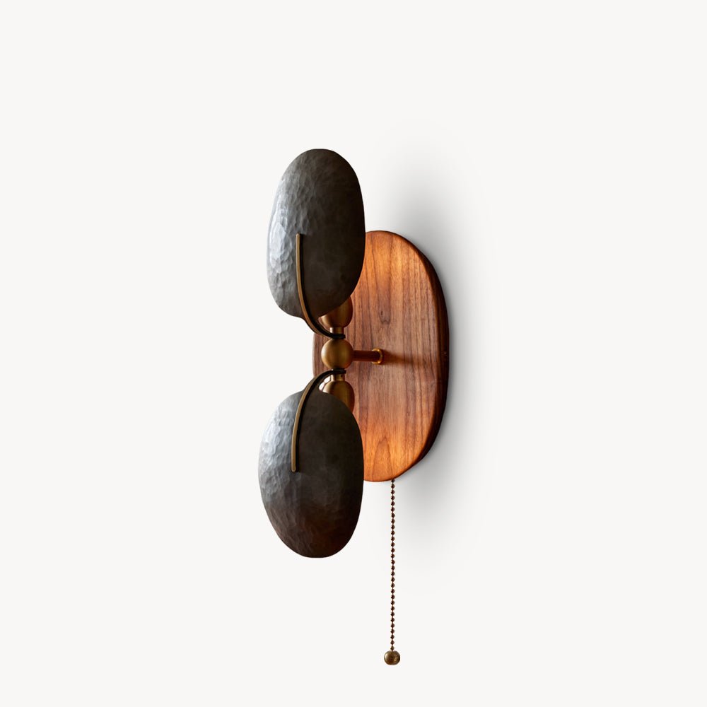 Aero Fan Wall Sconce – Hand-Forged Metal & Walnut Wall Light
