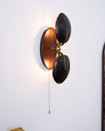 Aero Fan Wall Sconce – Hand-Forged Metal & Walnut Wall Light