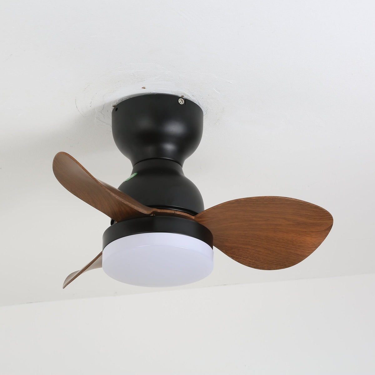 Aeroleaf Flush Mount Ceiling Fan Light with LED and Wood Blades