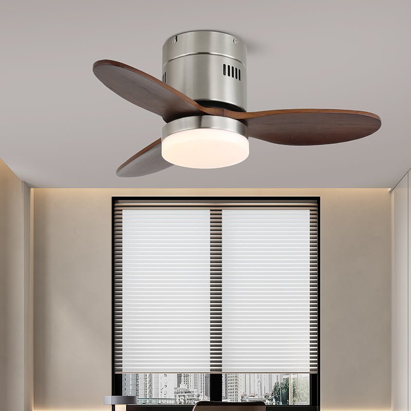 AeroLuxe Modern Ceiling Fan with LED Light, Walnut & Nickel
