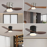 AeroLuxe Modern Ceiling Fan with LED Light, Walnut & Nickel