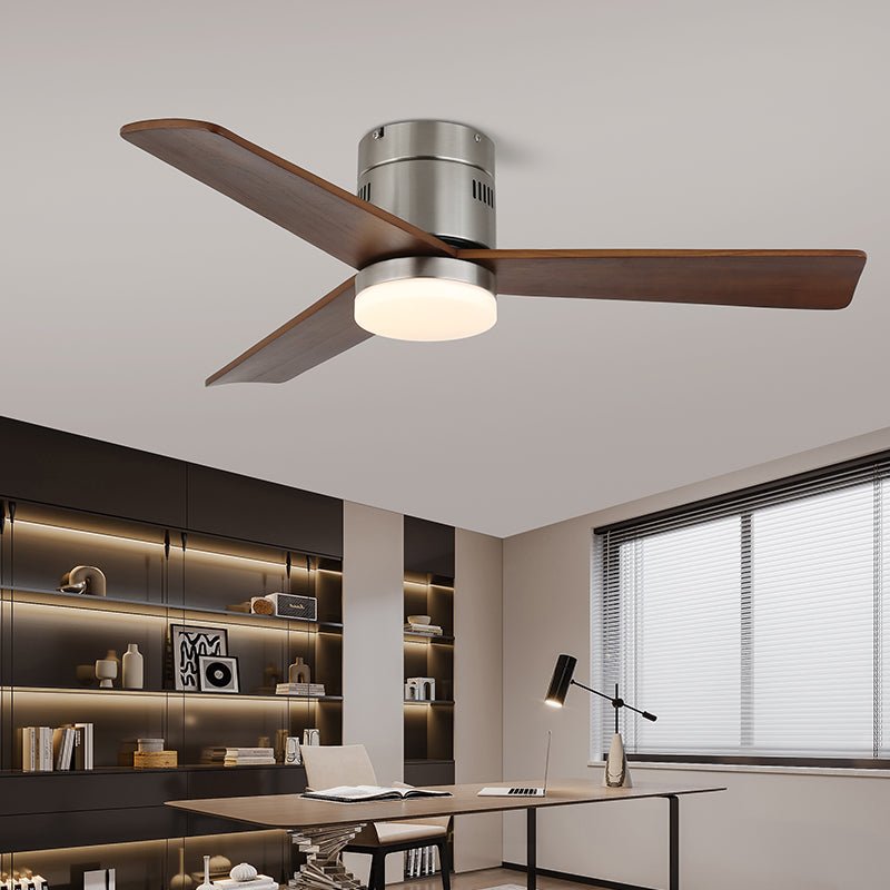 AeroLuxe Modern Ceiling Fan with LED Light, Walnut & Nickel