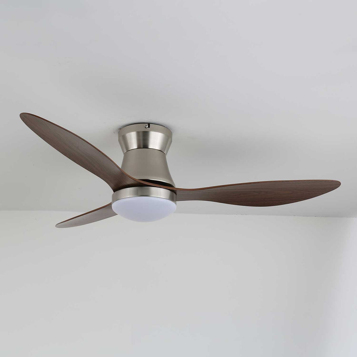 Aeronix Ceiling Fan with LED Light in Walnut and Nickel
