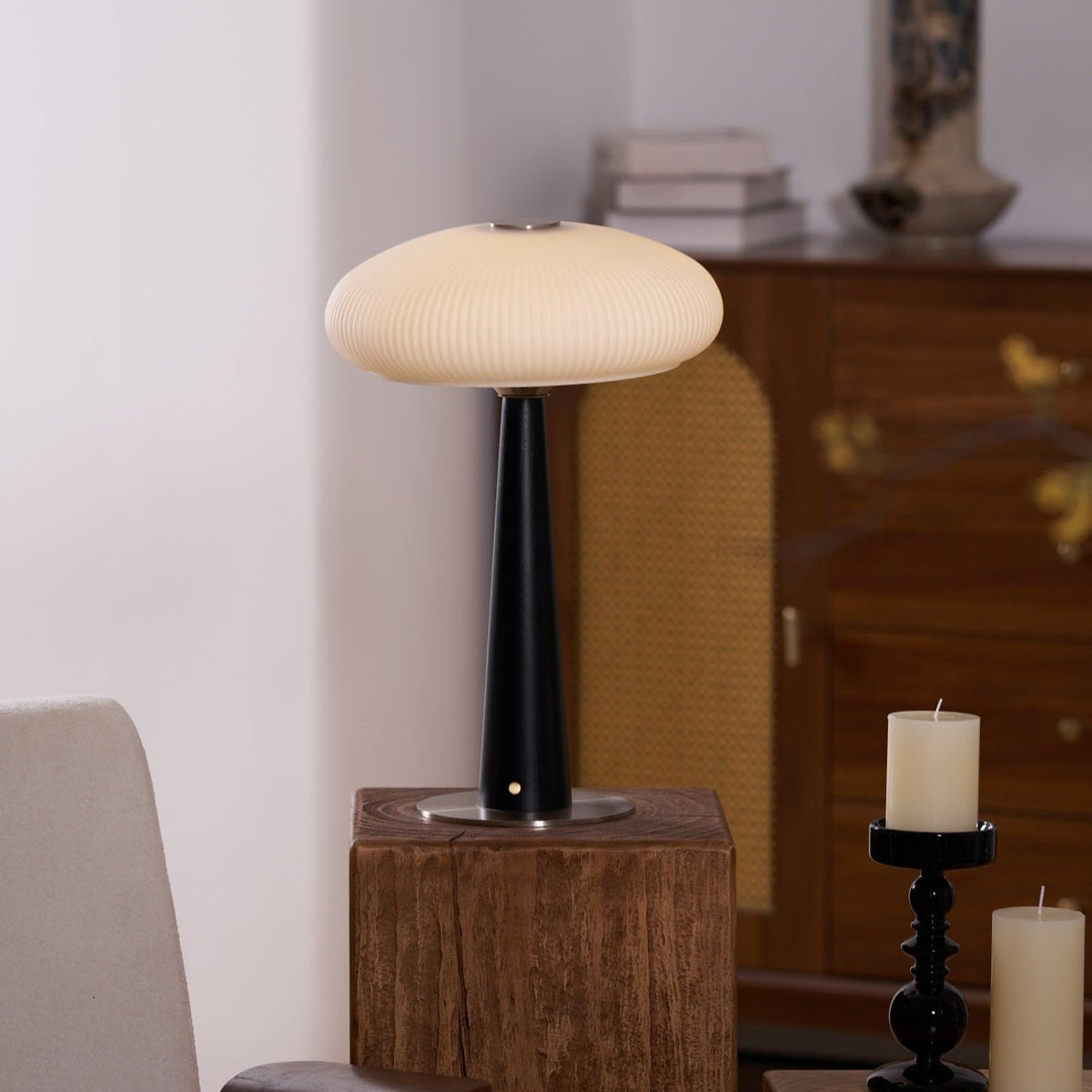 Aeruno Fluted Glass LED Table Lamp with Touch Dimming, Modern Sculptural Design