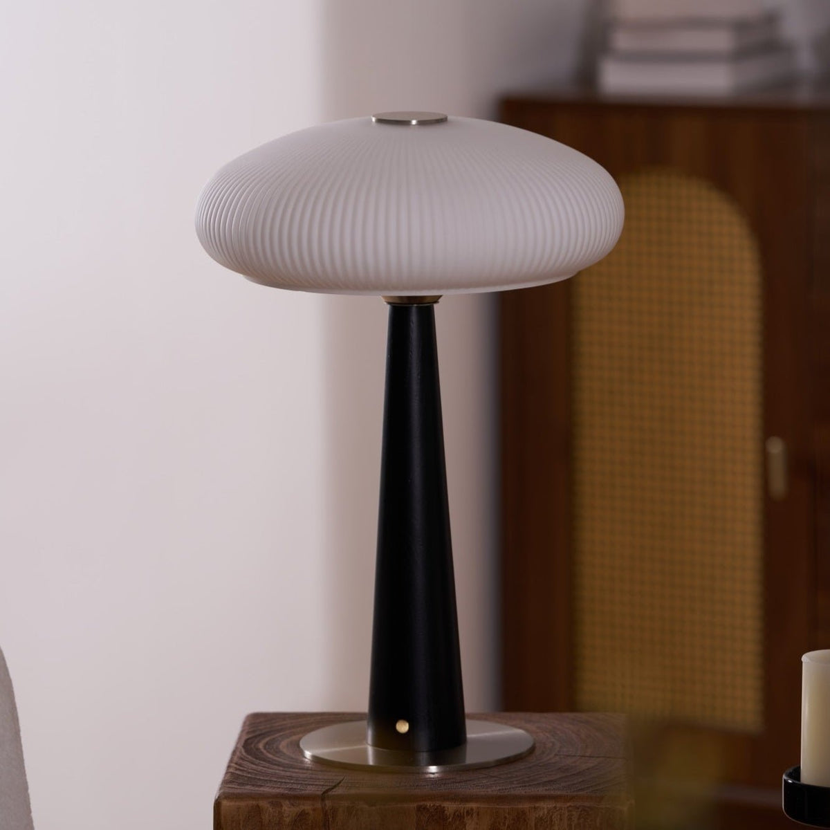 Aeruno Fluted Glass LED Table Lamp with Touch Dimming, Modern Sculptural Design