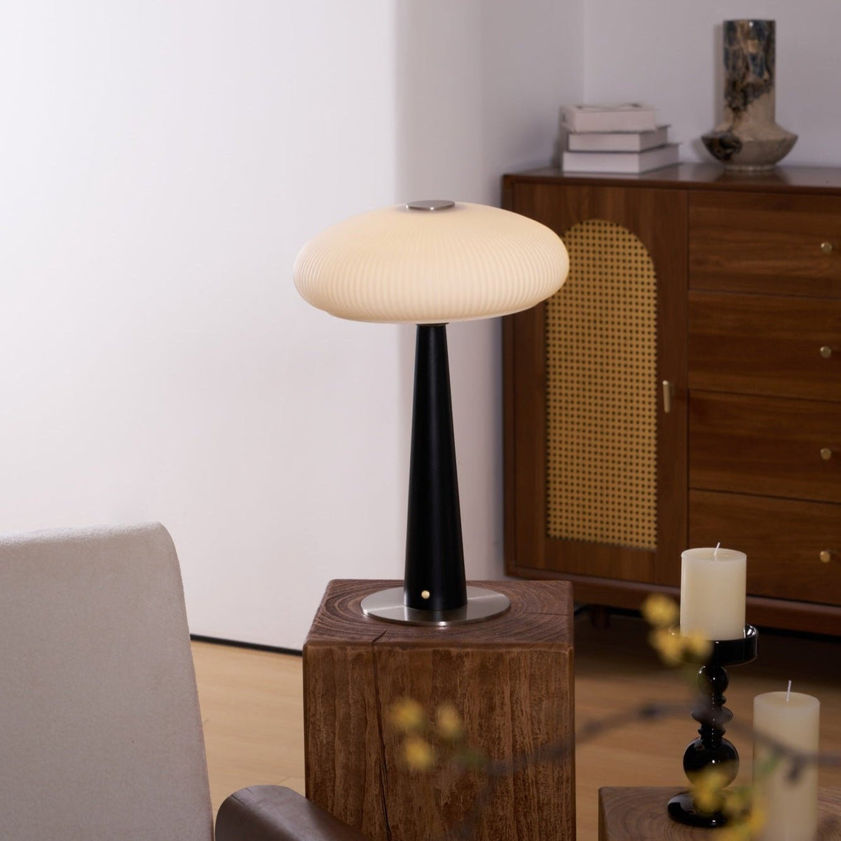 Aeruno Fluted Glass LED Table Lamp with Touch Dimming, Modern Sculptural Design