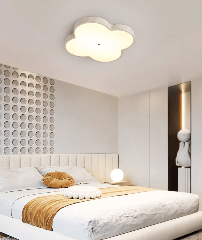 Aethel Cloud Travertine Ceiling Light — Flush Mount LED Lamp
