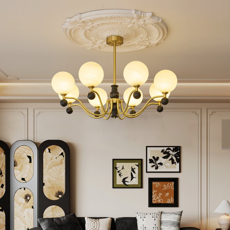 Aether Sphere Chandelier — Brass and Glass Modern Pendant Light
