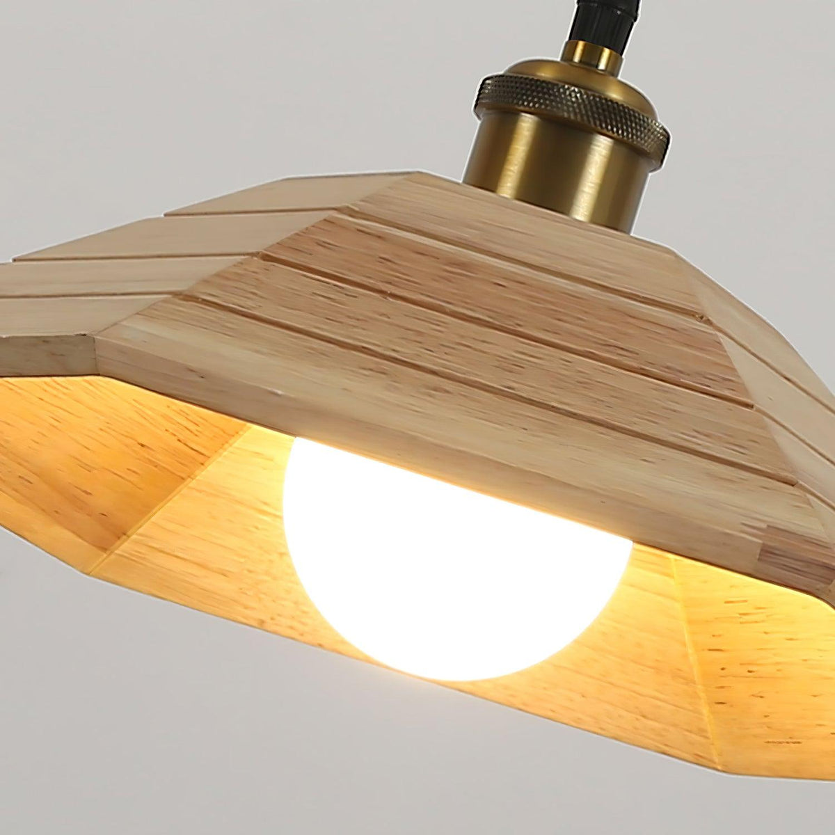 Umbrella Wooden Pendant Light – Modern Natural Wood & Gold Ceiling Lamp